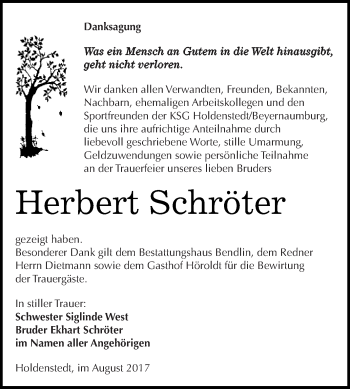 Traueranzeige von Herbert Schröter von Super Sonntag SGH Mansf. Land