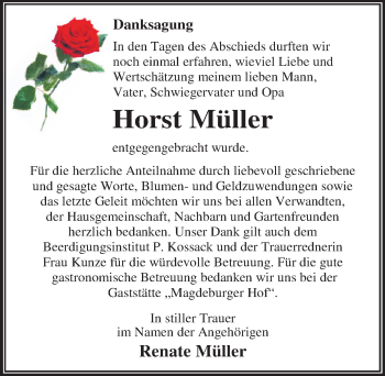 Traueranzeige von Horst Müller von Mitteldeutsche Zeitung Dessau-Roßlau