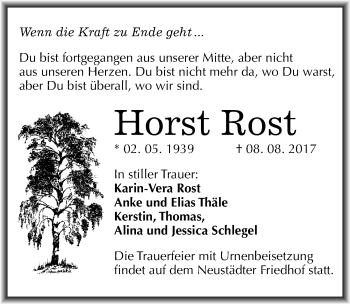 Traueranzeige von Horst Rost von Mitteldeutsche Zeitung Halle/Saalkreis