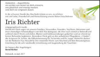 Traueranzeige von Iris Richter von Mitteldeutsche Zeitung Aschersleben