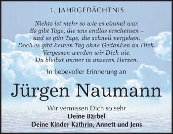 Traueranzeige von Jürgen Naumann von WVG - Wochenspiegel Merseburg