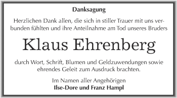Traueranzeige von Klaus Ehrenberg von Super Sonntag Dessau / Köthen