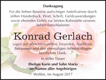 Traueranzeige von Konrad Gerlach von Mitteldeutsche Zeitung Bitterfeld