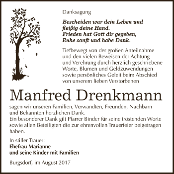 Traueranzeige von Manfred Drenkmann von Super Sonntag SGH Mansf. Land