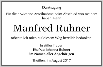 Traueranzeige von Manfred Ruhner von Mitteldeutsche Zeitung Zeitz