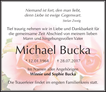 Traueranzeige von Michael Bucka von Mitteldeutsche Zeitung Halle/Saalkreis