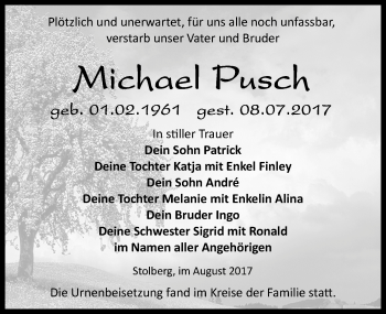 Traueranzeige von Michael Pusch von Mitteldeutsche Zeitung Sangerhausen