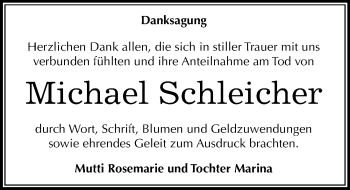 Traueranzeige von Michael Schleicher von Mitteldeutsche Zeitung Köthen
