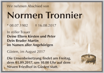 Traueranzeige von Normen Tronnier von Mitteldeutsche Zeitung Bernburg
