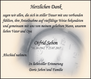 Traueranzeige von Otfrid Sebon von Mitteldeutsche Zeitung Dessau-Roßlau