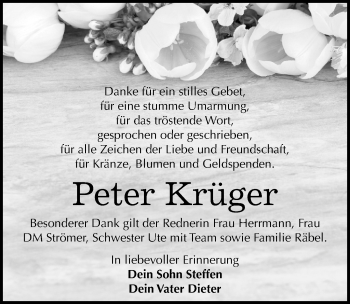 Traueranzeige von Peter Krüger von Mitteldeutsche Zeitung Wittenberg