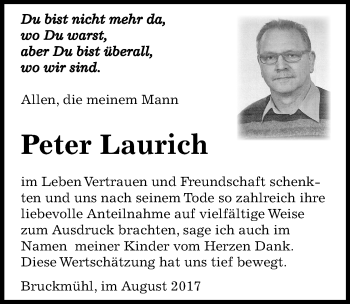 Traueranzeige von Peter Laurich von Mitteldeutsche Zeitung Bernburg