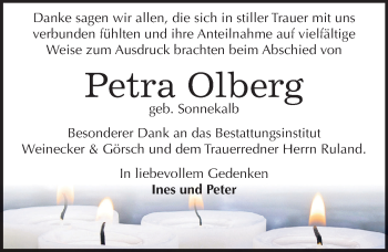 Traueranzeige von Petra Olberg von Mitteldeutsche Zeitung Bernburg