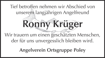 Traueranzeige von Ronny Krüger von Super Sonntag Bernburg