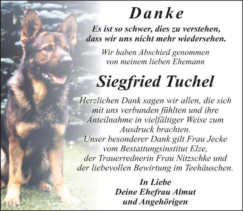  Traueranzeige für Siegfried Tuchel vom 26.08.2017 aus Mitteldeutsche Zeitung Dessau-Roßlau