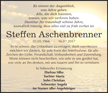 Traueranzeige von Steffen Aschenbrenner von Mitteldeutsche Zeitung Merseburg/Querfurt