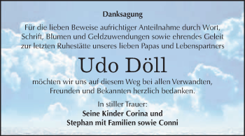 Traueranzeige von Udo Döll von WVG - Wochenspiegel Merseburg