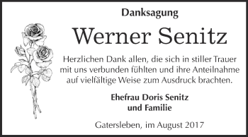 Traueranzeige von Werner Senitz von Super Sonntag Aschersleben