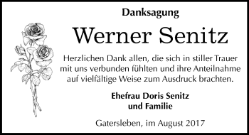Traueranzeige von Werner Senitz von Mitteldeutsche Zeitung Aschersleben