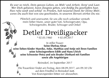 Traueranzeige von Detlef Dreißigacker von Mitteldeutsche Zeitung Naumburg/Nebra