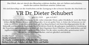 Traueranzeige von Dieter Schubert von Mitteldeutsche Zeitung Naumburg/Nebra