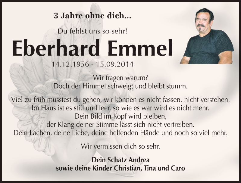  Traueranzeige für Eberhard Emmel vom 09.09.2017 aus Mitteldeutsche Zeitung Wittenberg