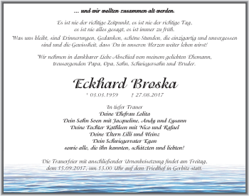 Traueranzeige von Eckhard Broska von Mitteldeutsche Zeitung Bernburg
