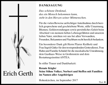 Traueranzeige von Erich Gerth von Mitteldeutsche Zeitung Zeitz