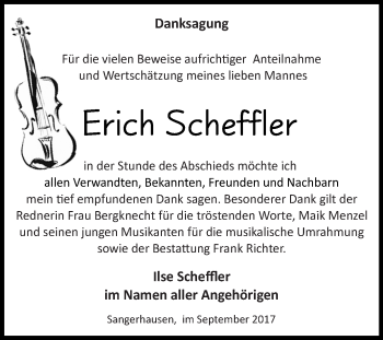 Traueranzeige von Erich Scheffler von Super Sonntag SGH Mansf. Land