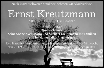 Traueranzeige von Ernst Kreutzmann von Mitteldeutsche Zeitung Halle/Saalkreis