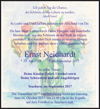 Traueranzeige von Ernst Neidhardt von Mitteldeutsche Zeitung Weißenfels