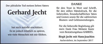 Traueranzeige von Gerhard Jecht von Mitteldeutsche Zeitung Aschersleben