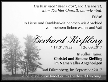 Traueranzeige von Gerhard Kießling von Mitteldeutsche Zeitung Merseburg/Querfurt