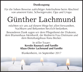 Traueranzeige von Günther Lachmund von Mitteldeutsche Zeitung Sangerhausen