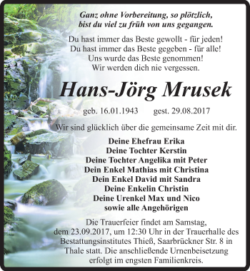 Traueranzeige von Hans-Jörg Mrusek von Mitteldeutsche Zeitung Quedlinburg