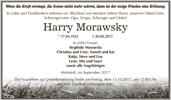 Traueranzeige von Harry Morawsky von Super Sonntag SGH Mansf. Land