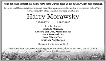 Traueranzeige von Harry Morawsky von Mitteldeutsche Zeitung Mansfelder Land