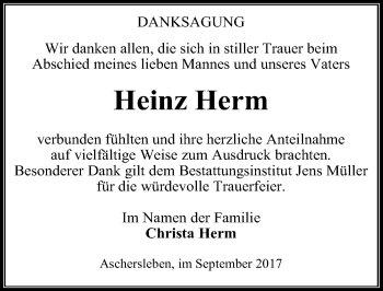 Traueranzeige von Heinz Herm von Mitteldeutsche Zeitung Aschersleben