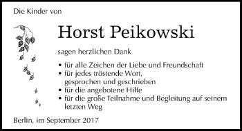 Traueranzeige von Horst Peikowski von Mitteldeutsche Zeitung Halle/Saalkreis