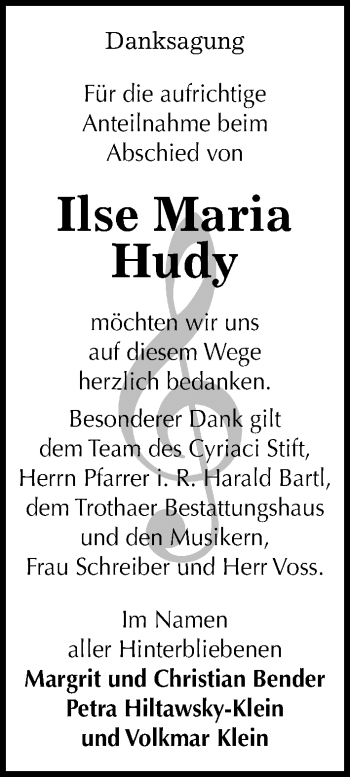Traueranzeige von Ilse Maria von Mitteldeutsche Zeitung Halle/Saalkreis