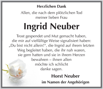 Traueranzeige von Ingrid Neuber von Mitteldeutsche Zeitung Halle/Saalkreis