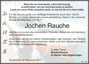 Traueranzeige von Jochen Rauche von Mitteldeutsche Zeitung Weißenfels