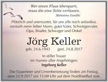 Traueranzeige von Jörg Keller von Mitteldeutsche Zeitung Halle/Saalkreis