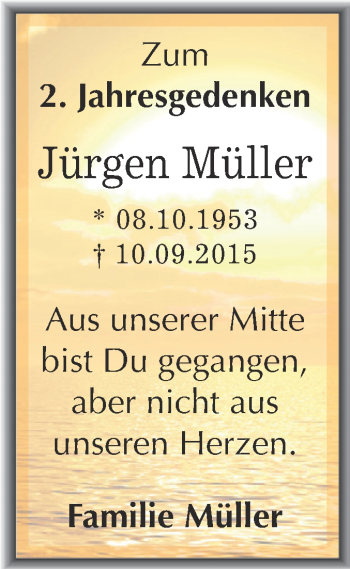 Traueranzeige von Jürgen Müller von Super Sonntag SGH Mansf. Land