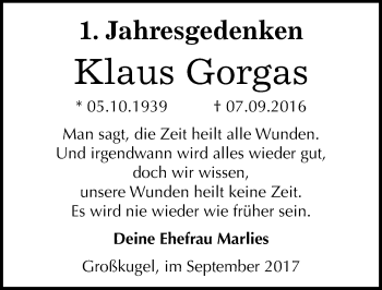 Traueranzeige von Klaus Gorgas von Mitteldeutsche Zeitung Halle/Saalkreis