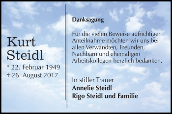 Traueranzeige von Kurt Steidl von Super Sonntag Zeitz