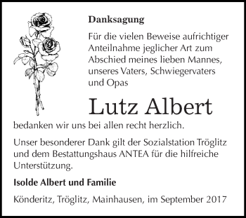 Traueranzeige von Lutz Albert von Super Sonntag Zeitz