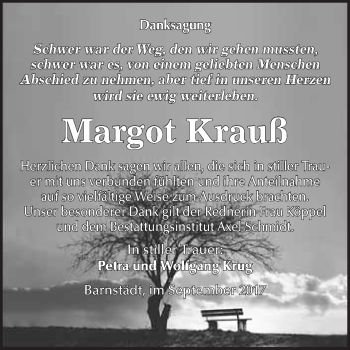Traueranzeige von Margot Krauß von WVG - Wochenspiegel Merseburg