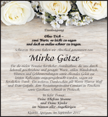 Traueranzeige von Mirko Götze von Mitteldeutsche Zeitung Merseburg/Querfurt