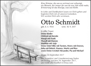 Traueranzeige von Otto Schmidt von WVG - Wochenspiegel Dessau / Köthen